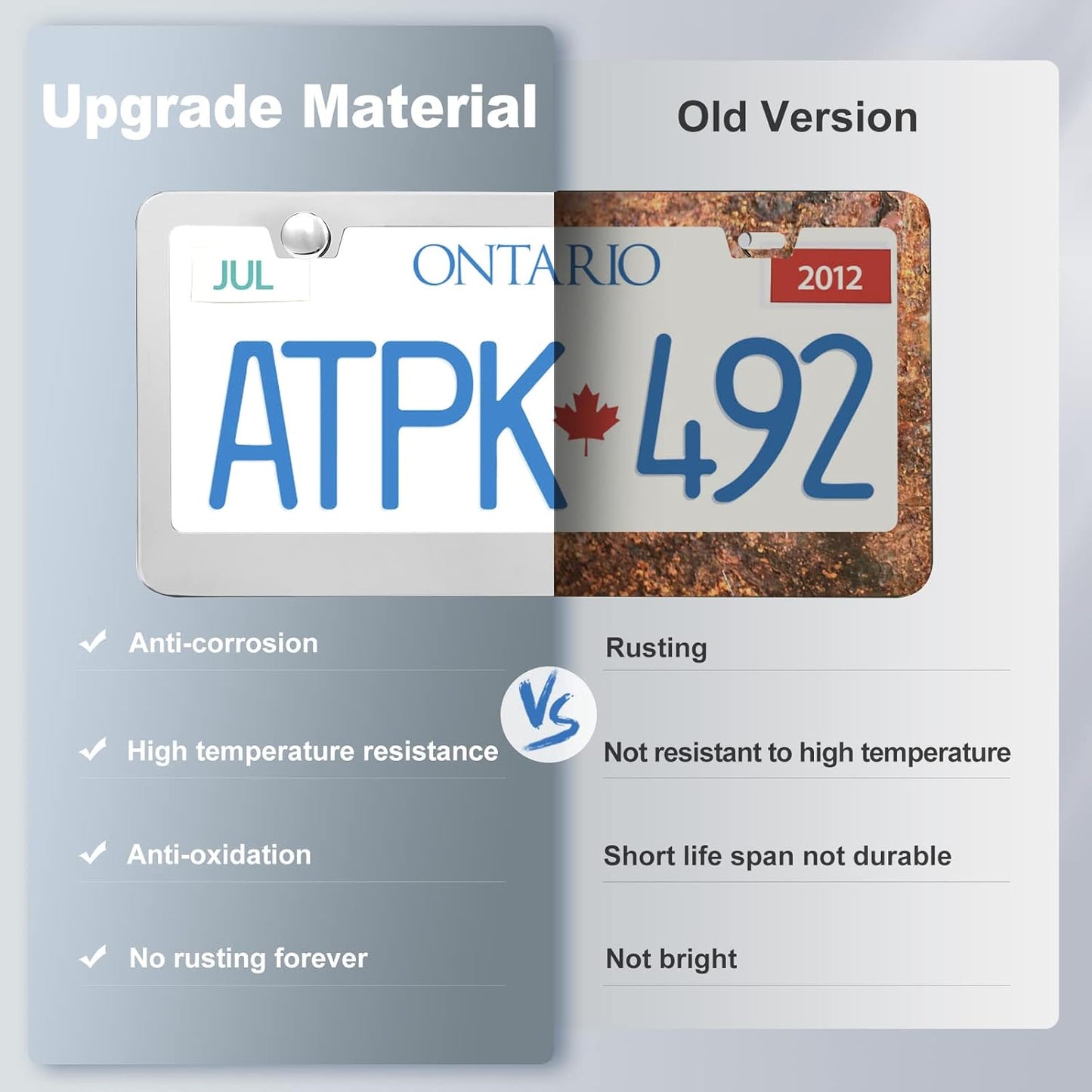 2 Pack License Plate Frames, Stainless Steel Car License Plate Cover Car Accessories with Screw Caps (Silver)