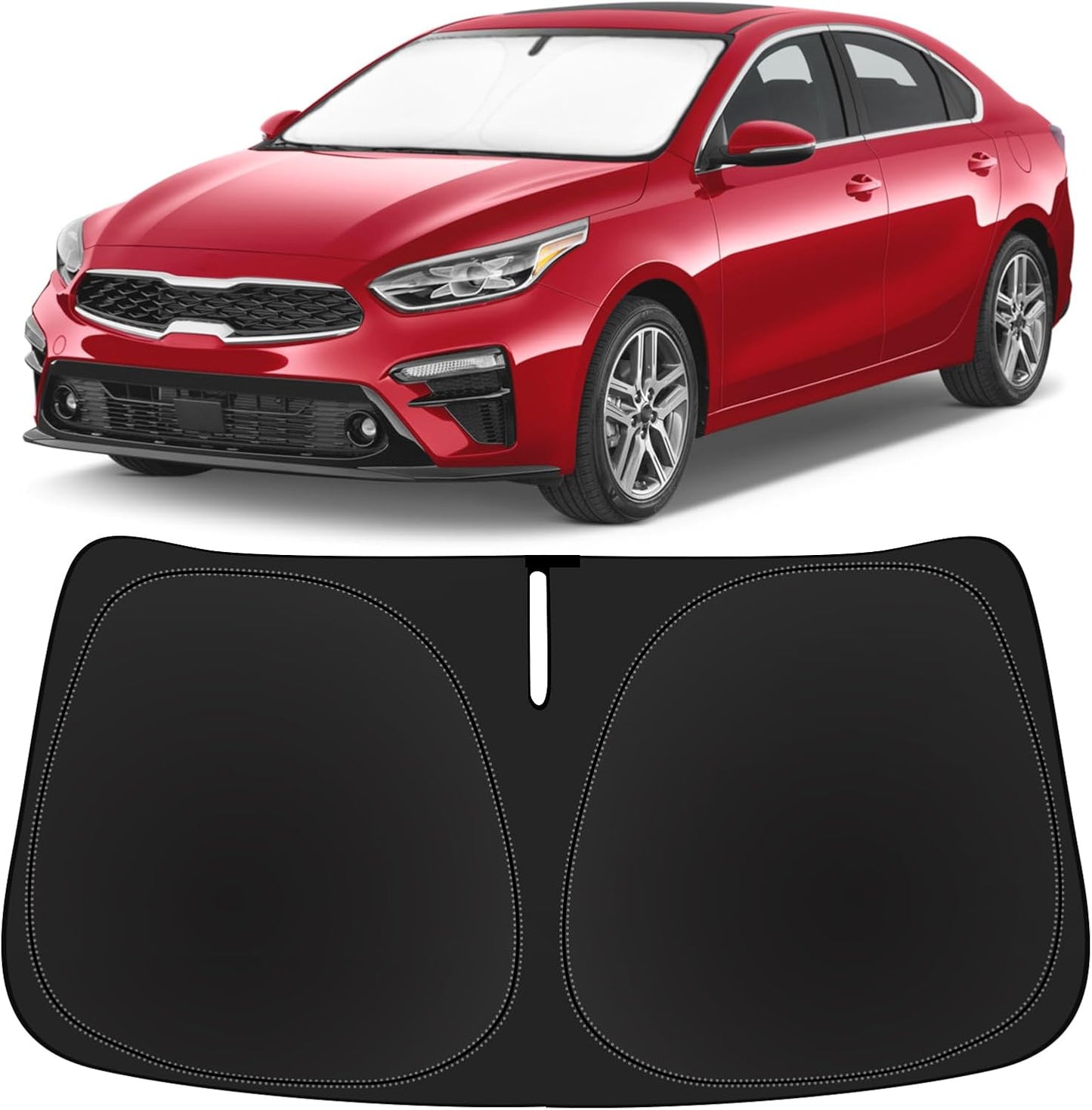 Sun Shade for Forte Windshield Sunshades for 2019-2024 2025 Kia Forte Windshield Cover Foldable Front Window Shields 240T Silver Coating Protector Sun Visor Blocks UV Rays Heat Car Accessories