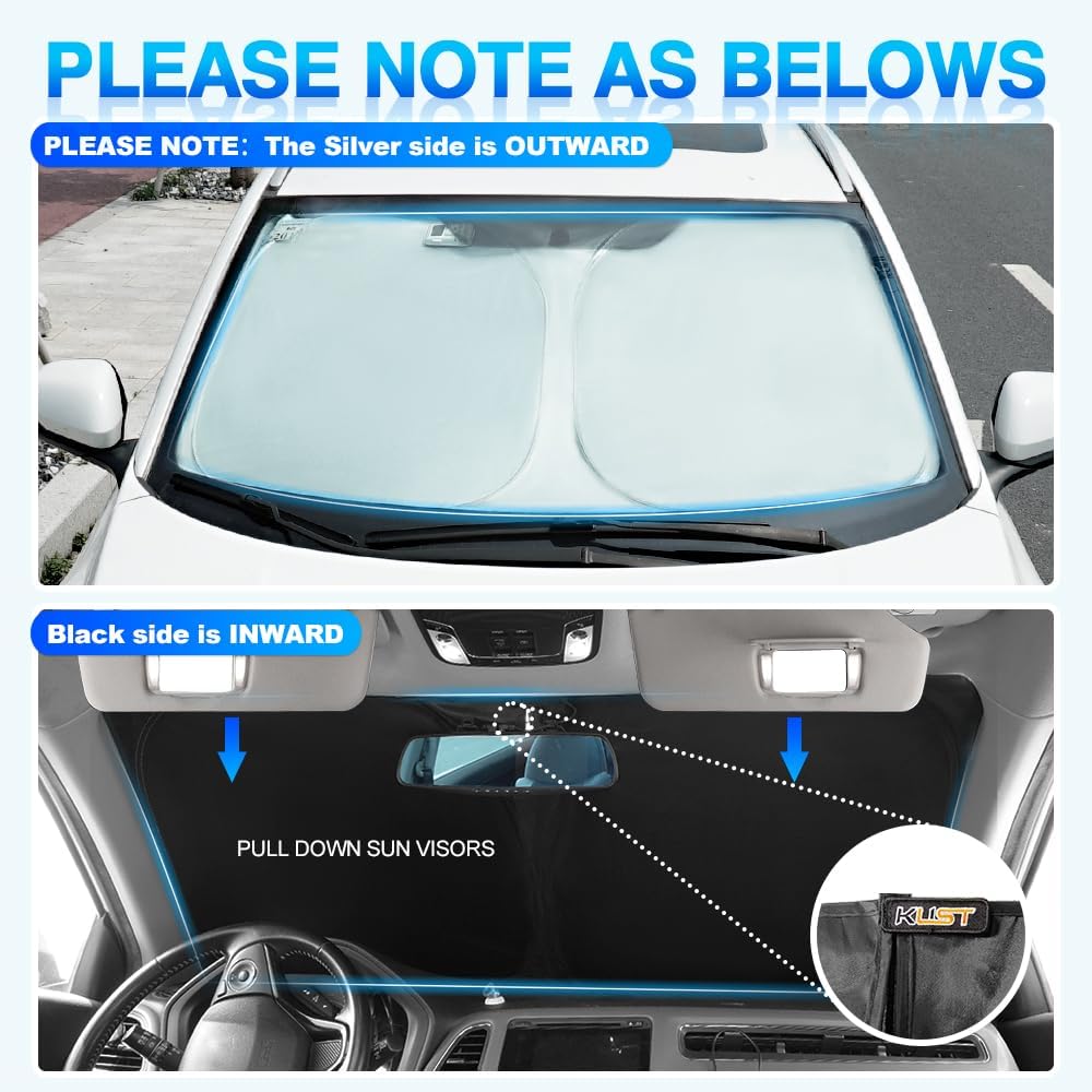 KUST Windshield Sun Shade for Chevrolet Tahoe Accessories 2021-2024 2025 Window Sunshade Sun Visor Protector Foldable Blocks UV Rays Keep Your Car Cooler