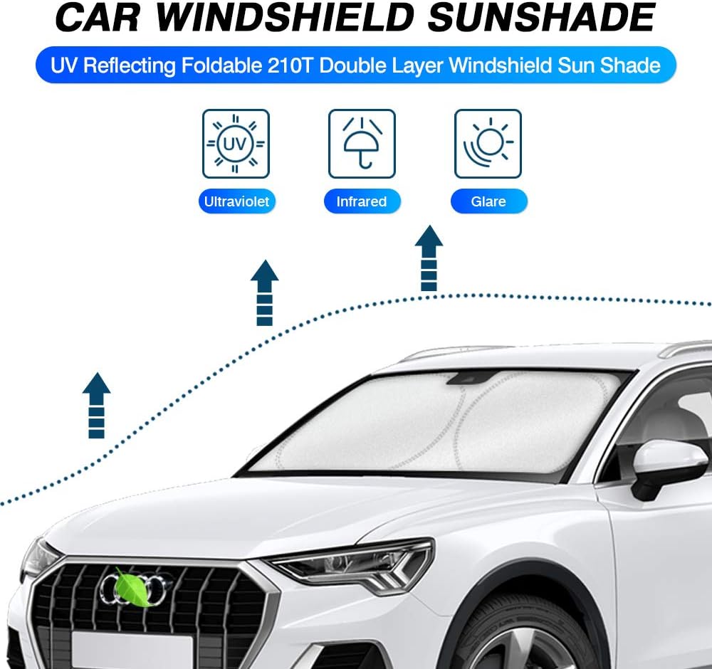 KUST Windshield Sun Shade for 2019-2025 2026 Audi Q3 Accessories Custom Fit Sunshade Window Shade Sun Visor Protector Foldable Blocks UV Rays Keep Your Car Cooler