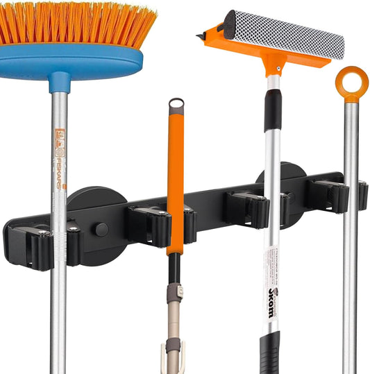 Heavy Duty Magnetic Broom Holder, Strong Magnetic Mop Hanger for Refrigerators, Powerful Magnet Wall Mount Broom Rack, Anti-slip Mop Storage Utility Rack for Kitchen, Home, Laundry, Garage
