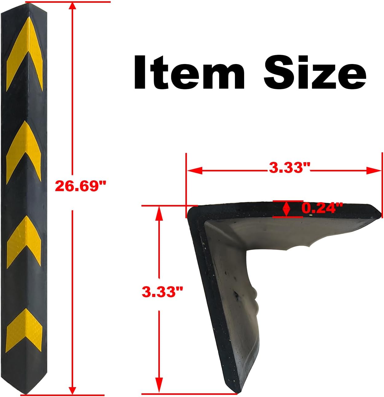 27" Rubber Garage Wall Protector Corner Guard for Parking Lot Warehouse Edge, 6 Packs