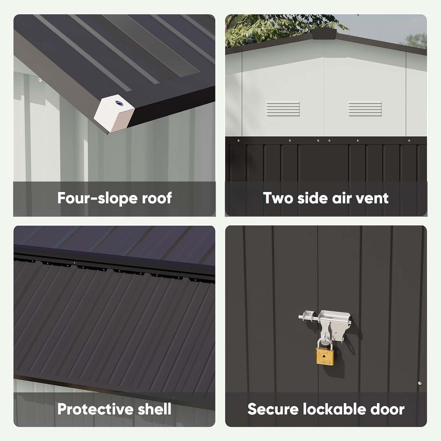 Patiowell 10 X 12 FT Barn Style Metal Storage Shed for Outdoor, Steel Yard Shed with Design of Lockable Doors, Utility and Tool Storage for Garden, Backyard, Patio, Outside Use