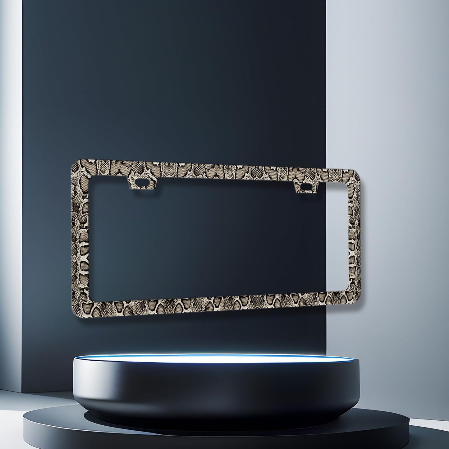 Snake Skin Print License Plate Frame Brown Animal Texture License Plate Holder Funny License Plate for Car Decoration Stainless Steel Snakes Car Accessory with Screws Men Women 12.3" x 6.3"