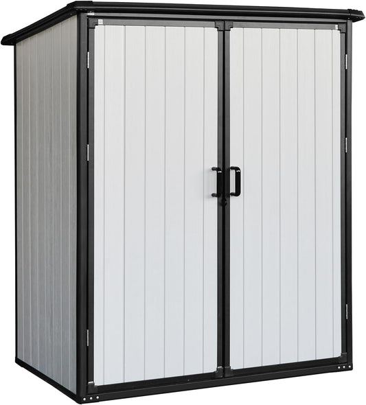 c Outdoor Storage Shed Waterproof Resin Cabinet Heavy Duty Metal Sheds, with Lockable Doors,Tool Sheds for Garden,Backyard,Lawn,Bikes and Patio Furniture,Easy Assembly,Gray