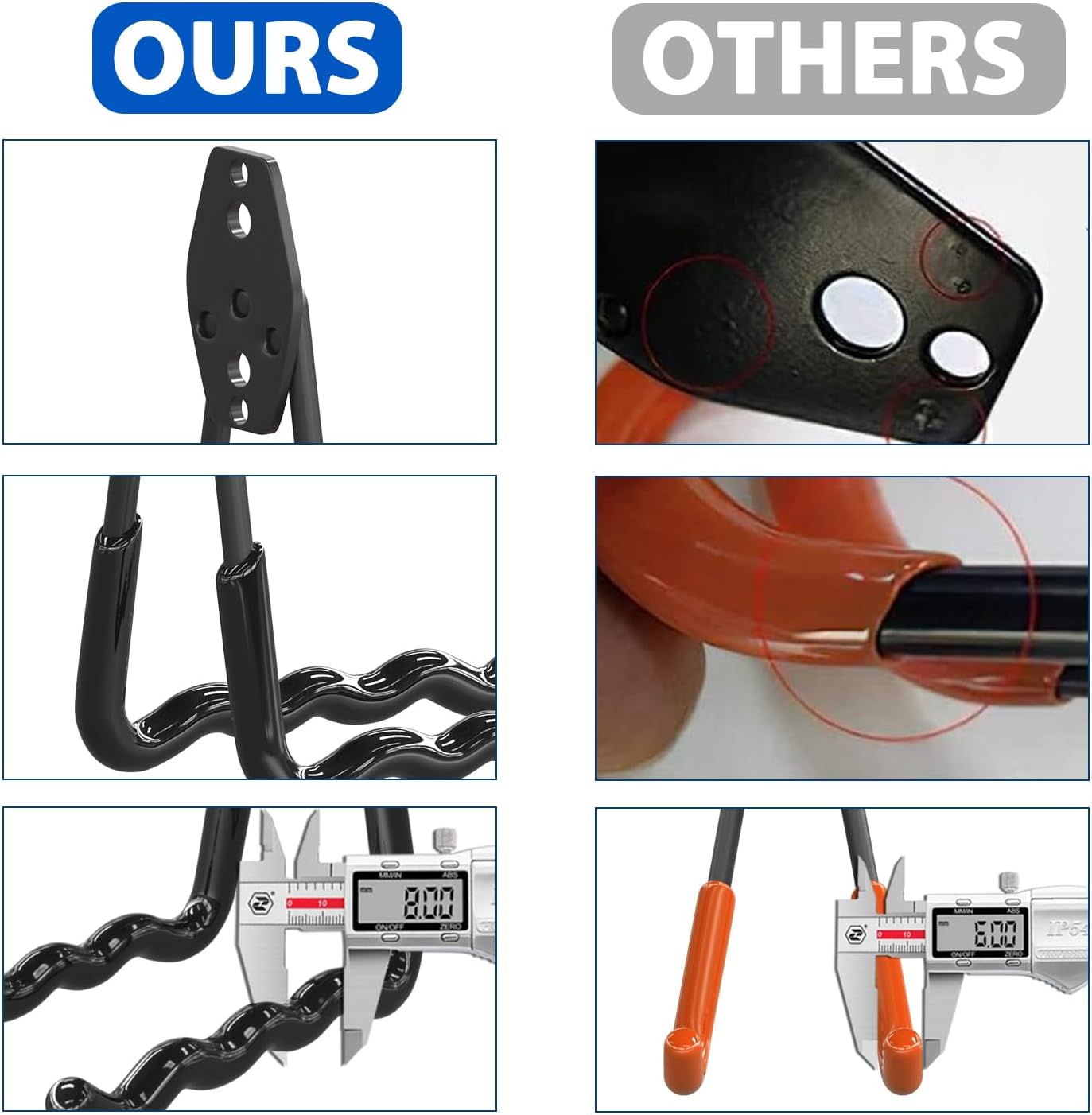 Garage Storage Hooks 14PC, Garage Wall Hooks with 1 Extra Round Strengthen Welding Spot for Hanging & Organizing Shovel, Rake, Chair, Hose(Black)