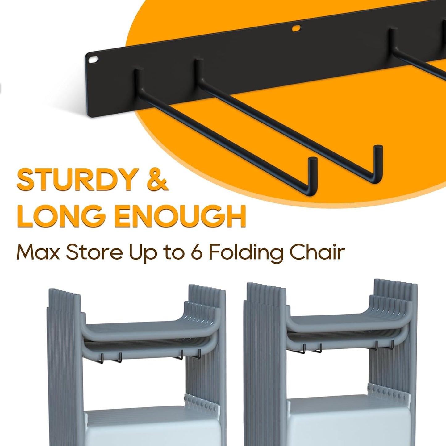 2-Pack Folding Chair Storage Rack – Heavy-Duty Wall Mount Hanger for Garage, Yard, Lawn Chairs – Solid Metal, Holds 240 lbs – Space-Saving Organizer for Camping & Beach Chairs