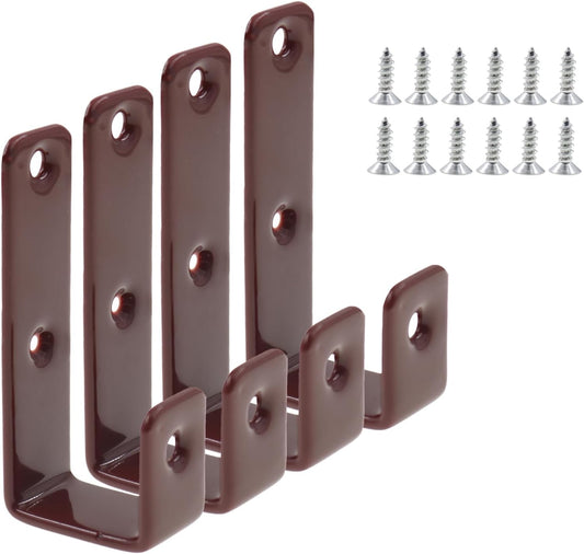 Bunk Bed Ladder Hooks Brackets, Iron Bed Ladder Hook,PVC Coated Angled Ladder Hooks,Heavy Duty Replacement Hardware Utility Hooks,Loft Garage Storage Hooks,J Brackets Hooks with Screws Coffee