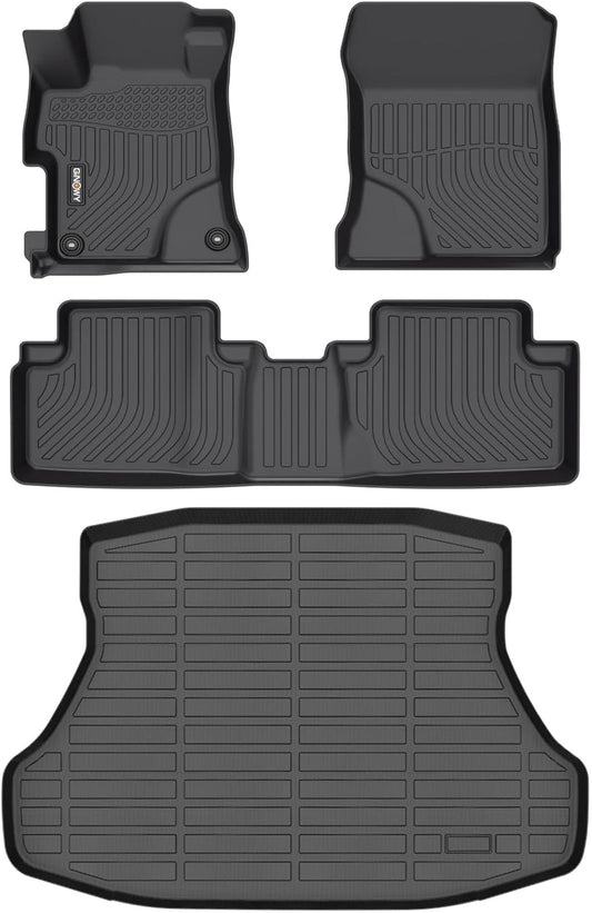 GINOWY-Floor Mats & Cargo Liner for Honda Civic 2012-2015 Civic & Civic Si Only Sedan (Not Coupe) TPE All Weather Civic Car Mats Non-Slip Trunk Mat Floor Liners Waterproof Accessories Black