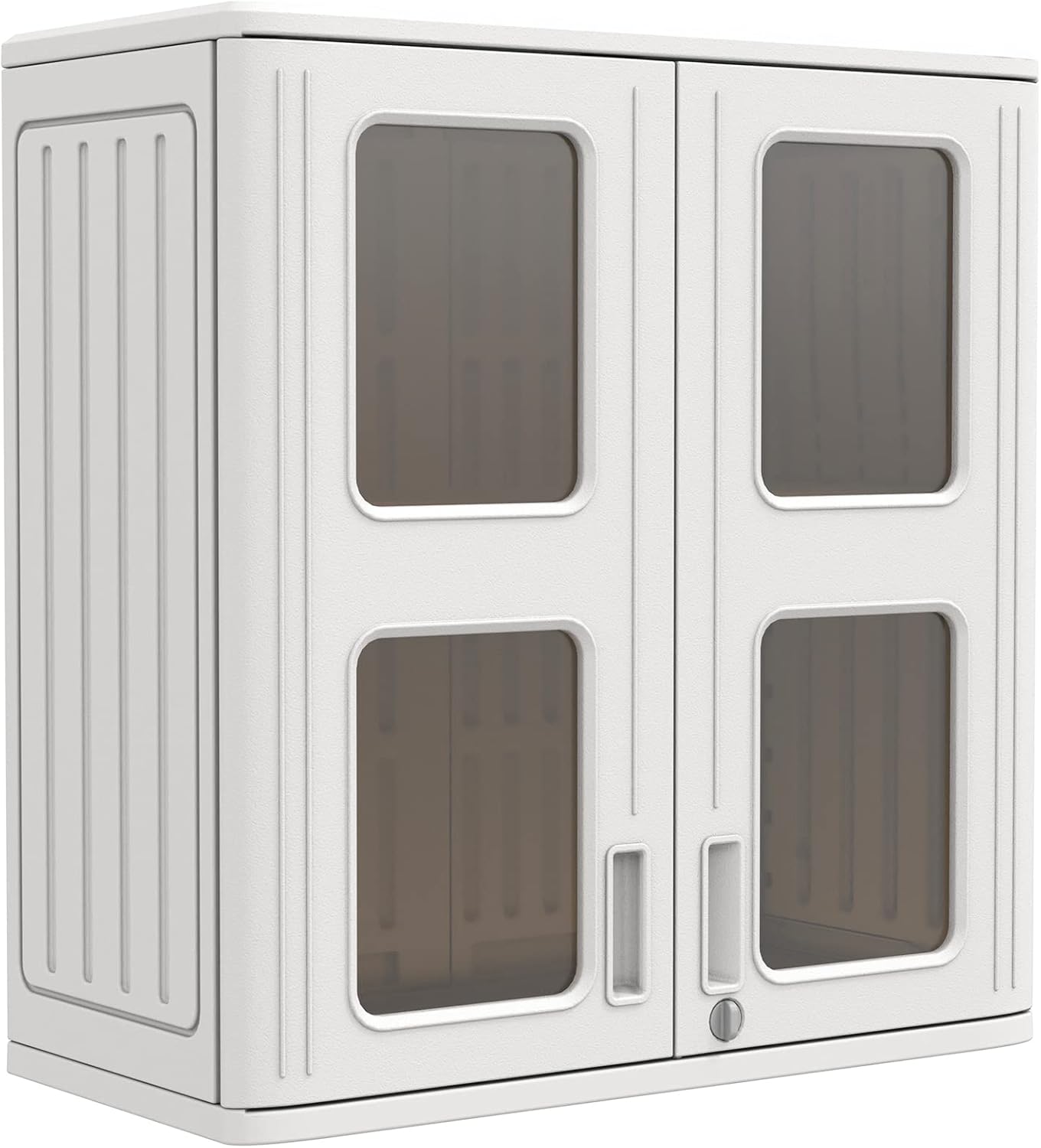 KINYING Outdoor Storage Cabinet Waterproof,Resin Garage and Laundry Room Wall Mounted Cabinets,Outdoor Storage Box with Doors and Shelves,White