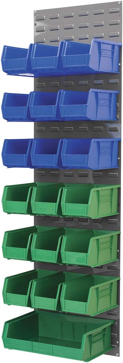 Akro-Mils 30118 Heavy Duty Wall Mount Garage Storage Steel Louvered Panel | Wall Storage Bin Hanging Organizer System for AkroBins, 18-Inch W x 61-Inch H, Grey, Single