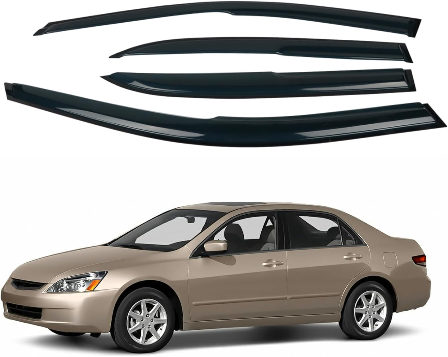 4PCS Rain Guards Window Visors Fit for 2003-2007 Honda Accord 4-Door Sedan, 94943, Outside Mount Wind Deflector Vent Shade Shield, Exterior Car Accessories, 2003 2004 2005 2006 2007