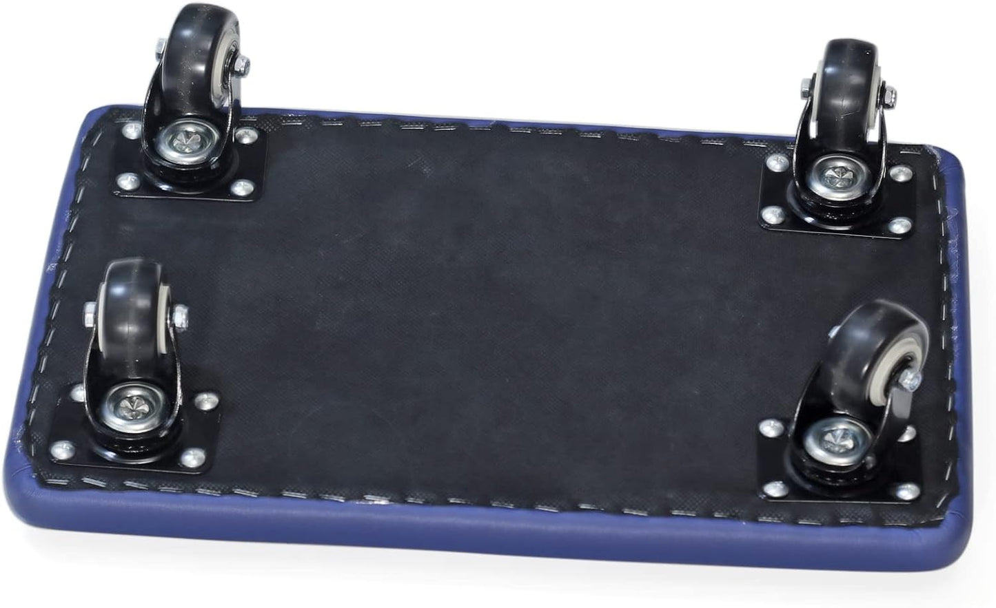 Roller Seat 360 Degree Rotating Low Stool with Wheel Chair PU Leather Universal Swivel Wheels Stool for Home Office Fitness and Garage (Rectangle Blue)