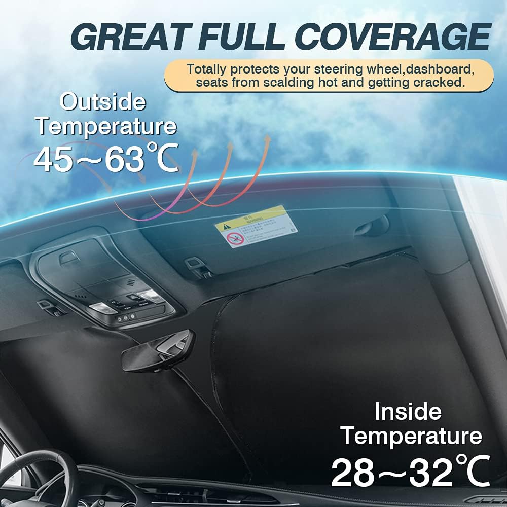 Cartist Windshield Sun Shade Fits for Dodge Caravan Mini Van 2010-2020, (NOT for Dodge Grand Caravan) Foldable Window Sunshade for Caravan Accessories