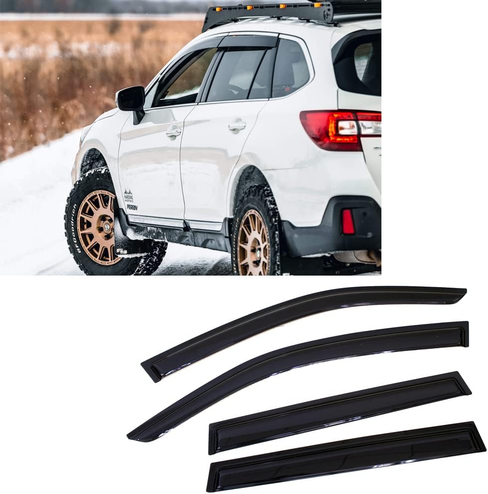 94376 Side Window Wind Deflector, 4pcs Outside Mount Style Tape-On Nice Rain Guards Set, Window Visor fit for 2015-2019 Subaru Outback