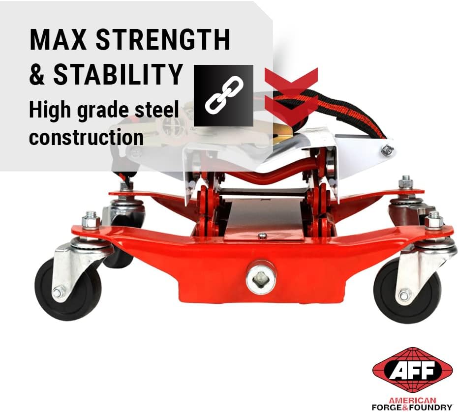 AFF Manual Transmission Jack - Use 1/2" Drive Ratchet to Operate - for Transmissions & Gas Tanks on Smaller Vehicles - 450 lbs Capacity