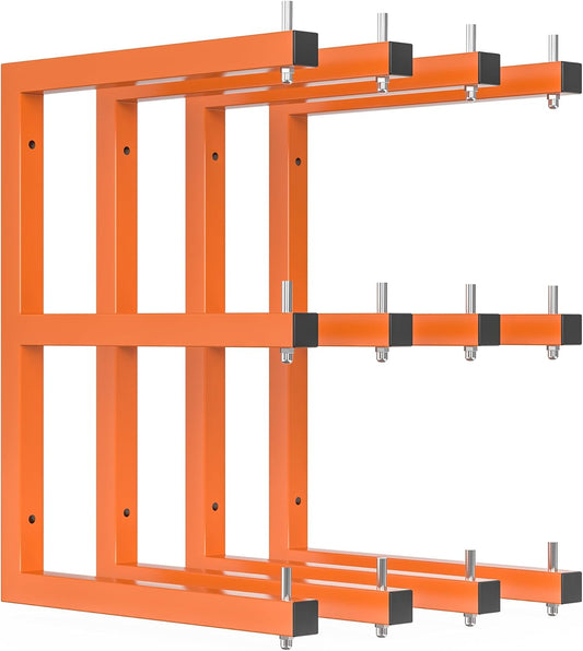 4 PACK Lumber Rack Wall-Mounted Lumber Storage Rack, Heavy Duty Wood Storage Racks With 6-Level System, 1320 LB Sturdy Garage Wood Organizer, Hanging Orange Lumber Metal Racks for Indoor & Outdoor