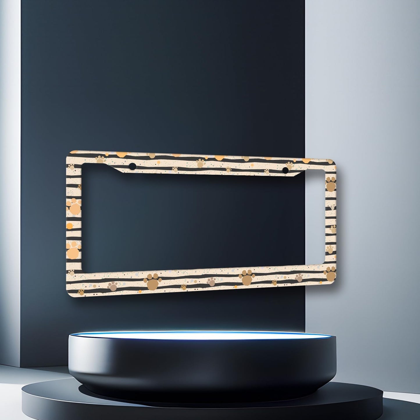 Vintage Dog Paws Prints License Plate Frame Animal License Plate Stainless Steel Dog Colorful Accessories Cars Decor 12.2 X 6.2 Inch with 2 Holes and Screws Fits Standard Us Ca Vehicles