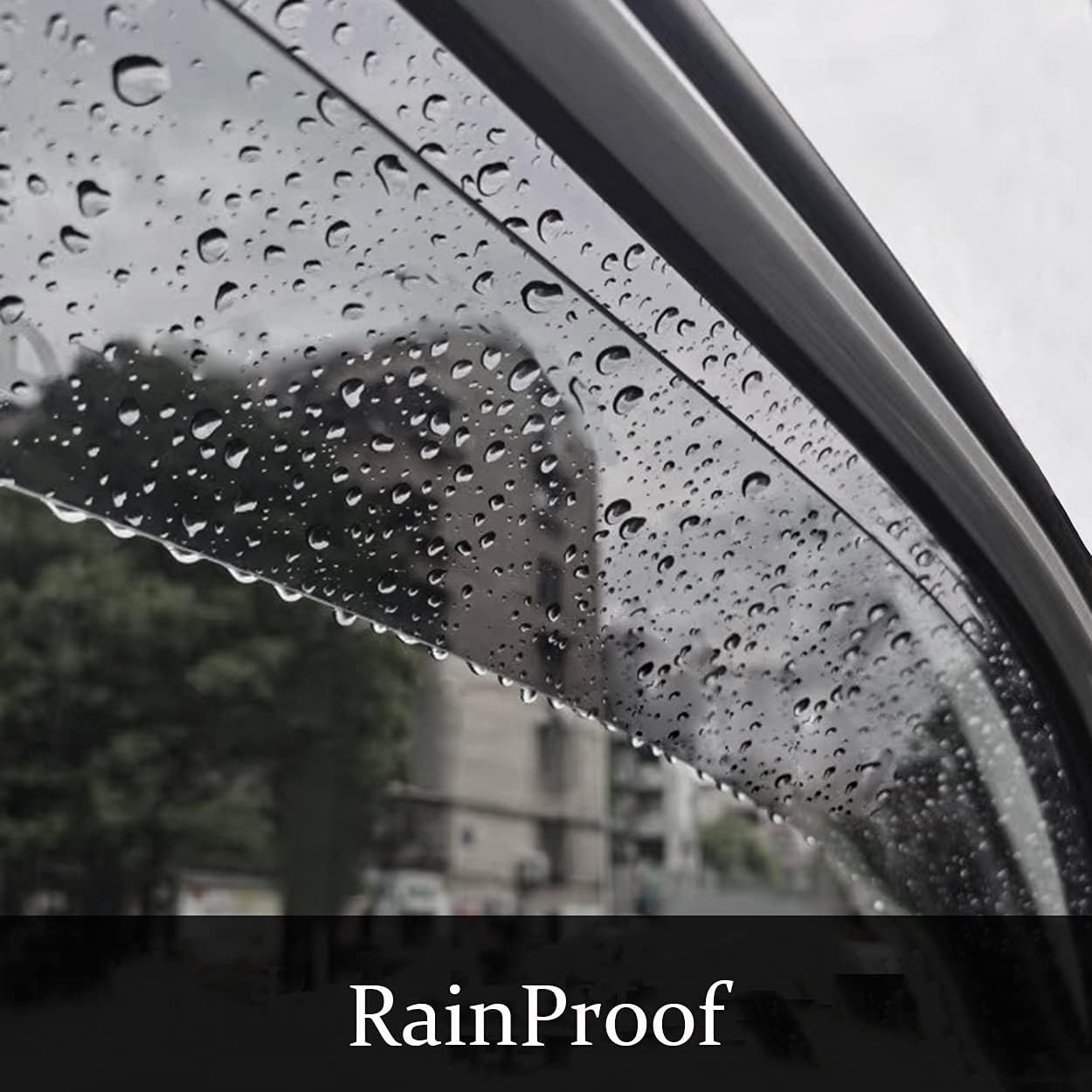 Side Window Wind Deflector, 4pcs Outside Mount Tape-On Nice Rain Guards Set, Dark Smoke Window Visor fit for 2015-2022 Ford Edge FD4P04