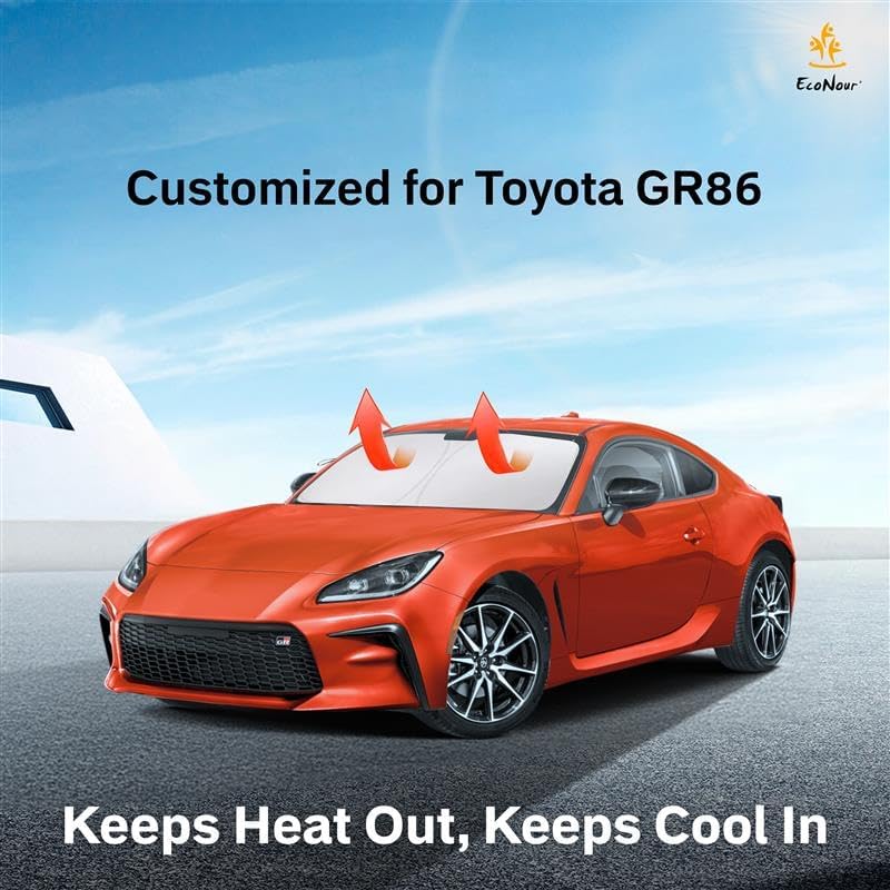 for Toyota GR86 2022 2023 Windshield Sunshade- EcoNour 240T Polyester Material Cars Sun Visor Reflector Blocks UV Rays - Foldable Sunshade Interior Protection - Toyota GR86 Accessories