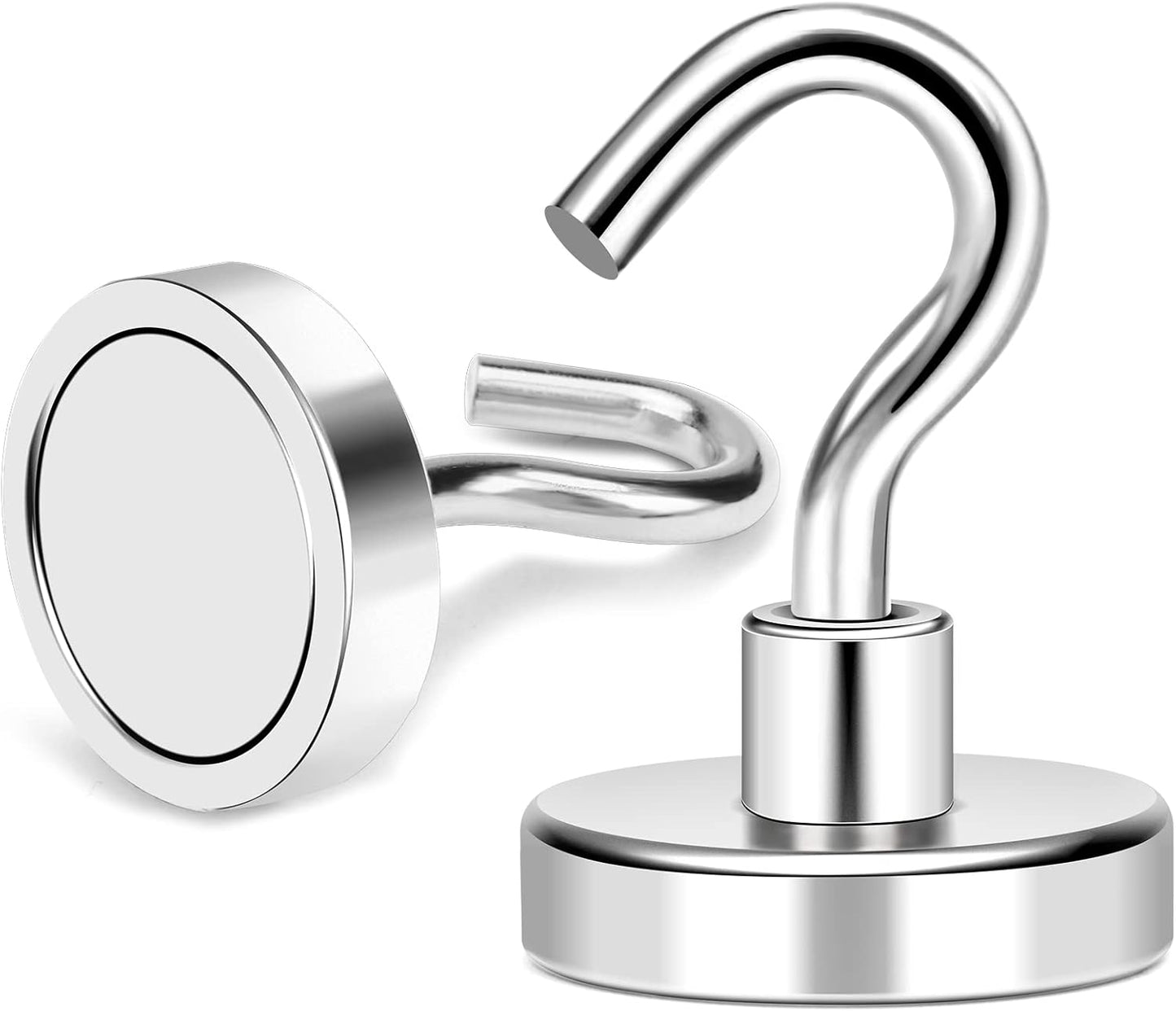 MIKEDE Magnetic Hooks, 80Lbs+ Heavy Duty Magnetic Hooks for Cruise Cabins, Super Neodymium Hanging Hooks Strong Magnets with Hook for Fridge, Magnetic Hanger for Grill, Toolbox, Storage, 4 Pack