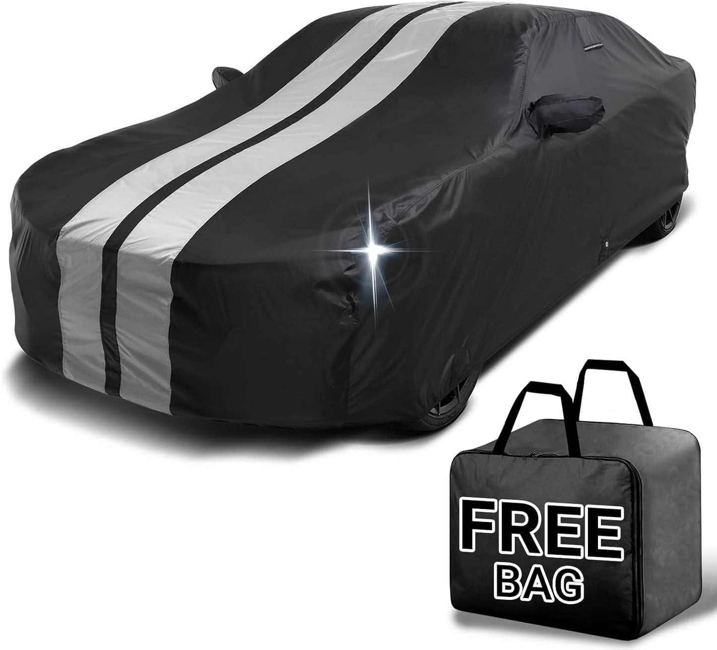 iCarCover Custom Car Cover for Buick Lesabre (2000-2005) Waterproof All-Weather Rain Snow UV Sun Protector Full Exterior Indoor Outdoor Car Cover (Stripe - Black/Gray)