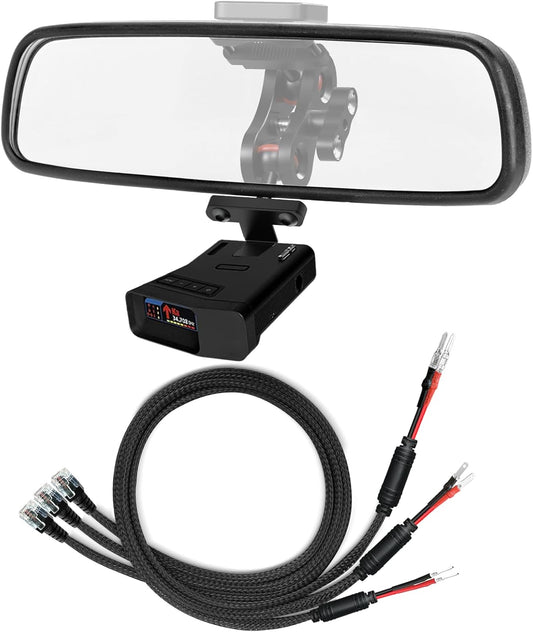 Radar Detector Rearview Mirror Mounting Bracket,13.8" Radar Detector Hard Wire Power Cord Mirror Wire Plug,with Braided Set of 3 (for Uniden R7 R8 R8w Radar)