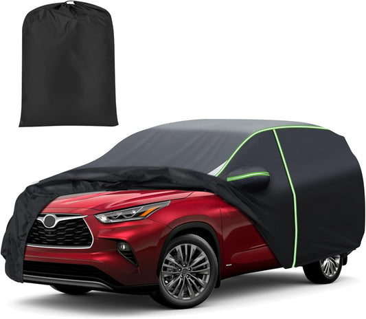 Mixsuper Liner Car Cover for Toyota Highlander 2001-2025, 7 Layers Waterproof Car Cover Accessories for Highlander with Zipper Door, Windproof Straps, Reflective Strips, Anti-UV, All Weather