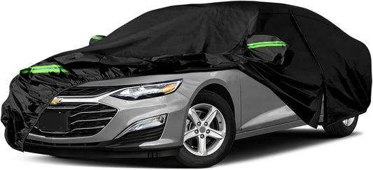 Waterproof Car Cover Compatible with Chevrolet Malibu SS/LS/LT 2008-2025, Polyester with Inner Cotton Liner All Weather Car Covers with Zipper Door for Snow Rain Dust Hail Protection