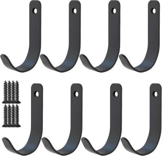 Stainless Steel Heavy Duty Coat Hook Wall Hooks Robe Hanger Hooks Hanging Hat Key Holder for Towel, Bag Indoor Outdoor (Black-U Shaped, 3x1.8inch, 8pcs)