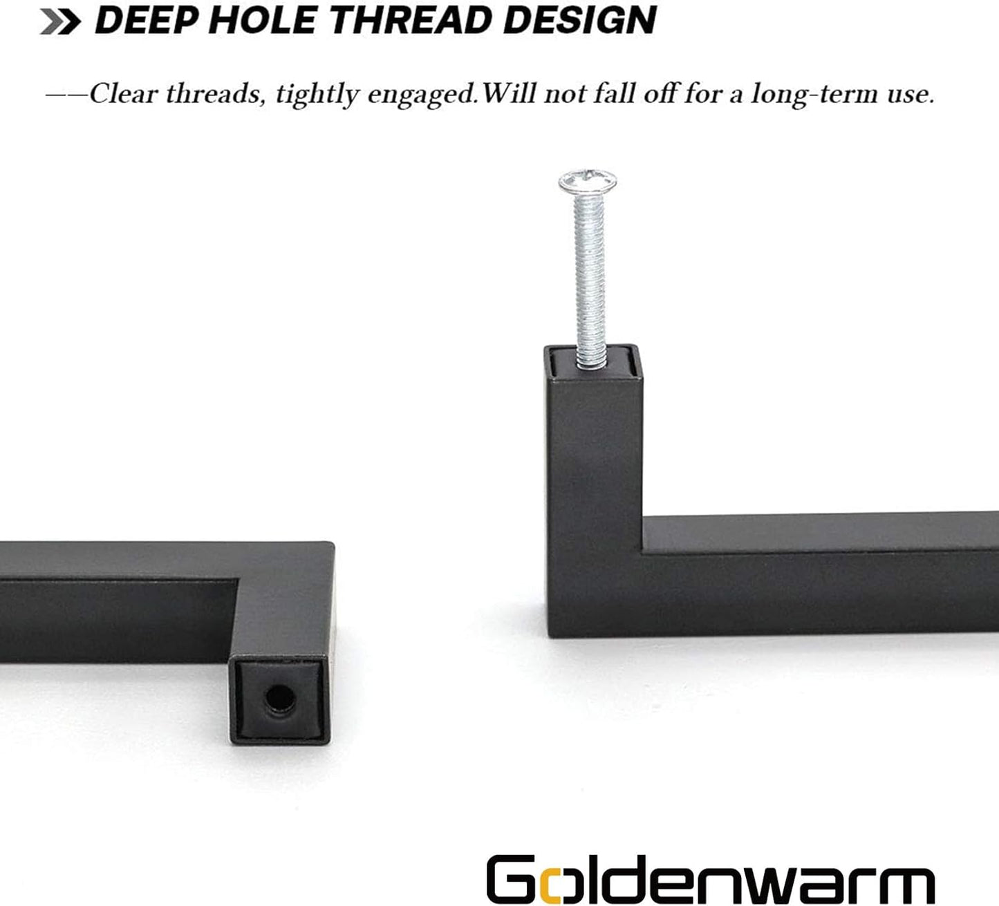 goldenwarm 200 Pack 5 Inch Black Cabinet Handles - Matte Black Drawer Pulls Stainless Steel - 128mm Cabinet Hardware Square Bar Modern Cabinet Pulls for Kitchen Bathroom Cupboard