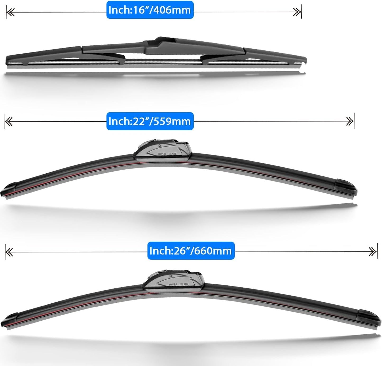 Windshield Wiper Blades Replacement for 2010-2015 Lexus RX350 RX450h RX 350 450h Original Factory Quality Front Rear Wipers Blade Set for My Car - 26" 22" 16" (Pack of 3)