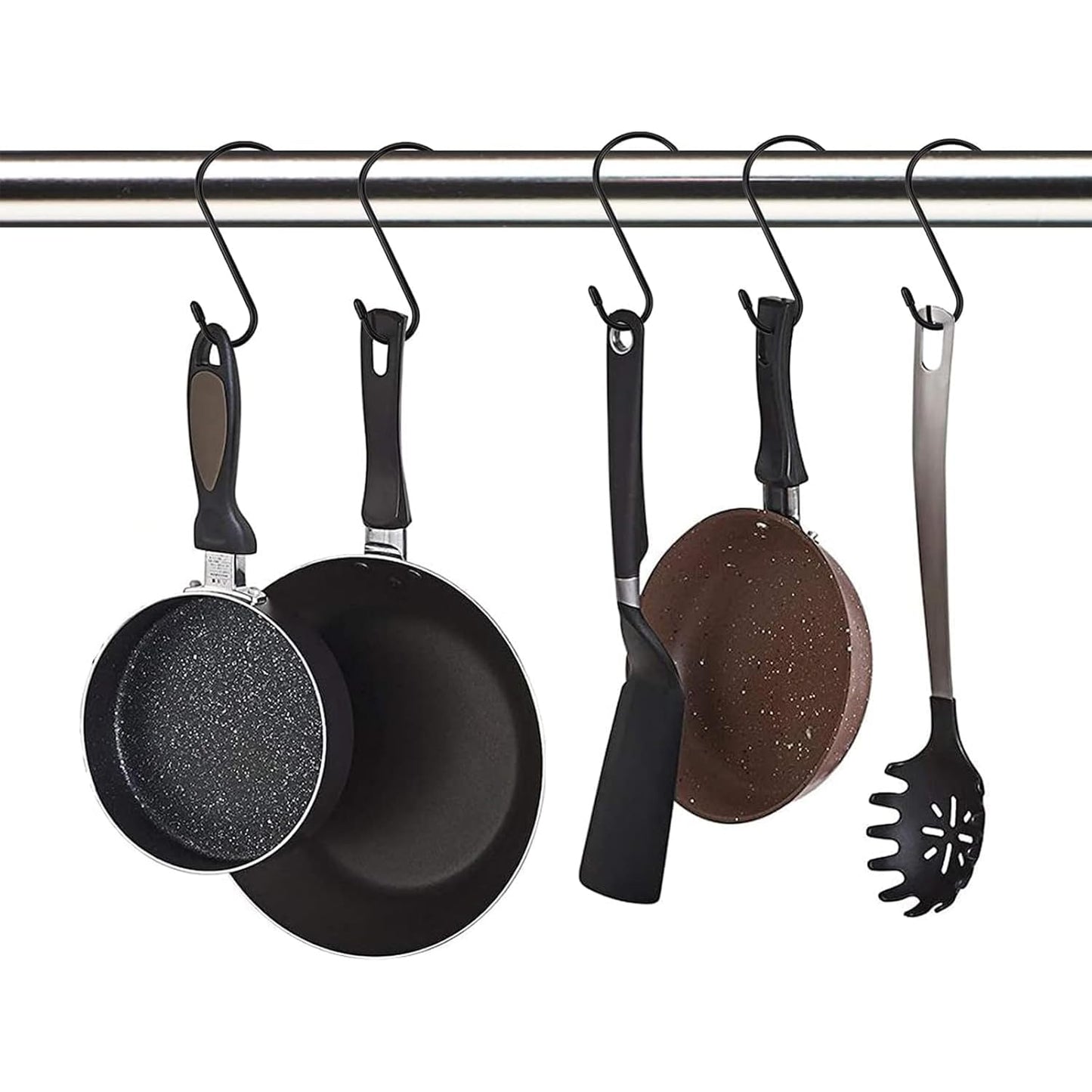 24 Pack 5 inch S Hook, Black Vinyl Coated S Hooks with Rubber Stopper Non Slip Heavy Duty S Hook, Steel Iron Rubber Coated Closet S Hooks for Hanging Jeans Plants Necklace Jewelry Pan Cups Pot Towels