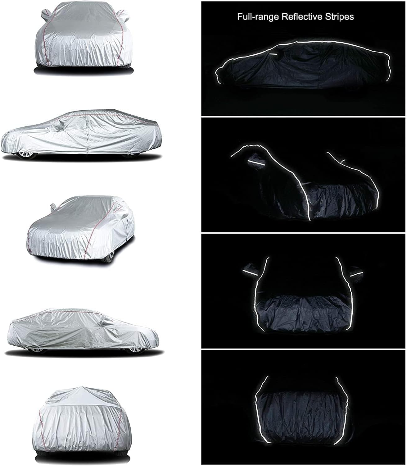 Tecoom Waterproof Sedan Car Cover Oxford W/Door Zipper, All Weather Car Cover for Automobiles, UV-Proof Windproof Hail Sun Snow Protection Indoor Outdoor Full Exterior Covers Fit 201-210 Inches