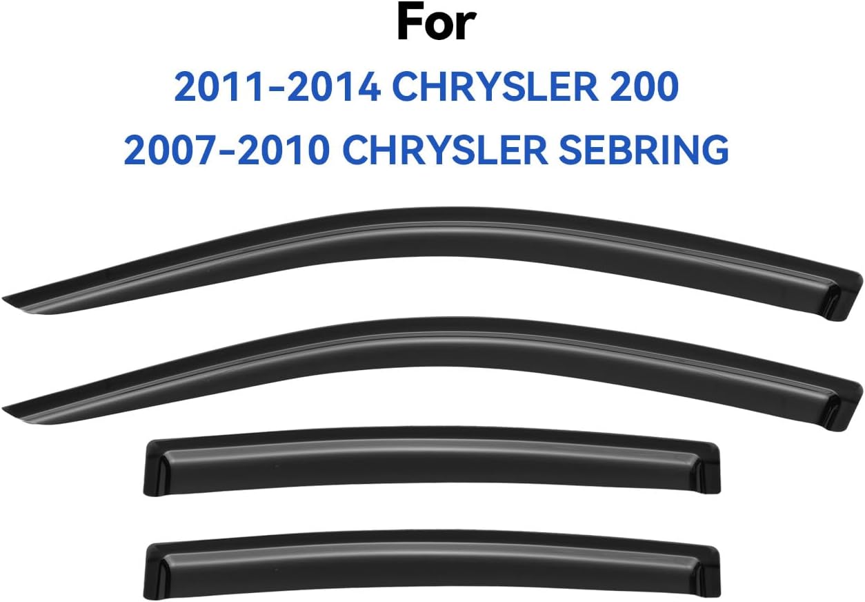 Window Visors Rain Guards for 2011 2012 2013 2014 Chrysler 200, Out-Channel Window Vent Wind Deflectors Visors Shades for 2007-2010 Chrysler Sebring