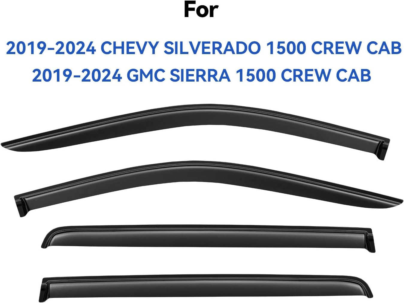 Window Visors Rain Guards for 2019-2025 Chevy Silverado/GMC Sierra 1500 Crew Cab, Out-Channel Window Vent Wind Deflectors Visors Shades for 20-25 Silverado/Sierra 2500HD 3500HD Crew Cab