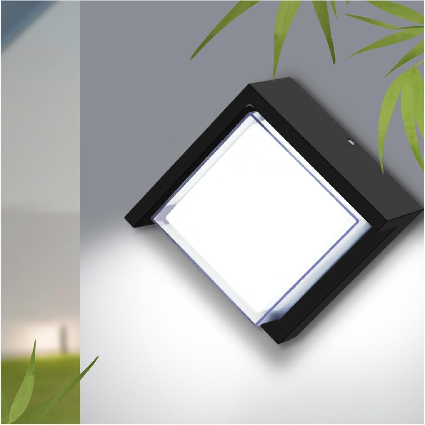 Outdoor Wall Light, 6000K Daylight Small Anti Rust Exterior Wall Lighting Fixtures, Black Square Wall Mount 12W LED Porch Lights for House with Waterproof for Front Porch, Garage, Patio