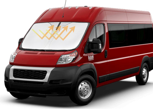 Windshield Sunshade for 2014-2024 2025 2026 Dodge Ram ProMaster Accessories Full Size Cargo Van Chassis Cab Cutaway Front Window Sun Shade Heat UV Rays Reflector Windshield Cover Sun Visor Protector