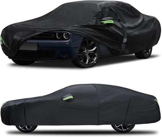 Car Cover Custom Fit for Dodge Challenger 2008-2023,6 Layers Truck Cover Waterproof All Weather for Automobiles,Outdoor Full Exterior Cover,Rain, Sun, Wind Protection,Black