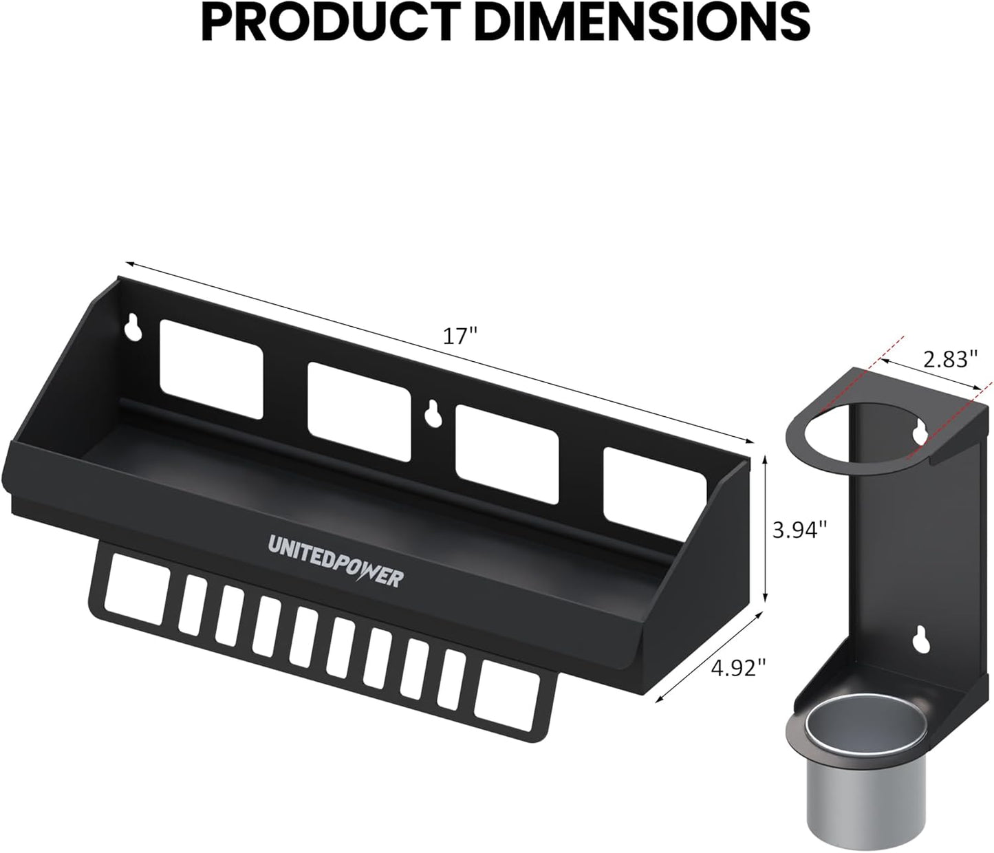UNITEDPOWER 6 Quart Motor Oil Storage Rack, Bottle Shelf Mount Caddy With Funnel, Enclosed Race Trailer Shop Garage Organizer