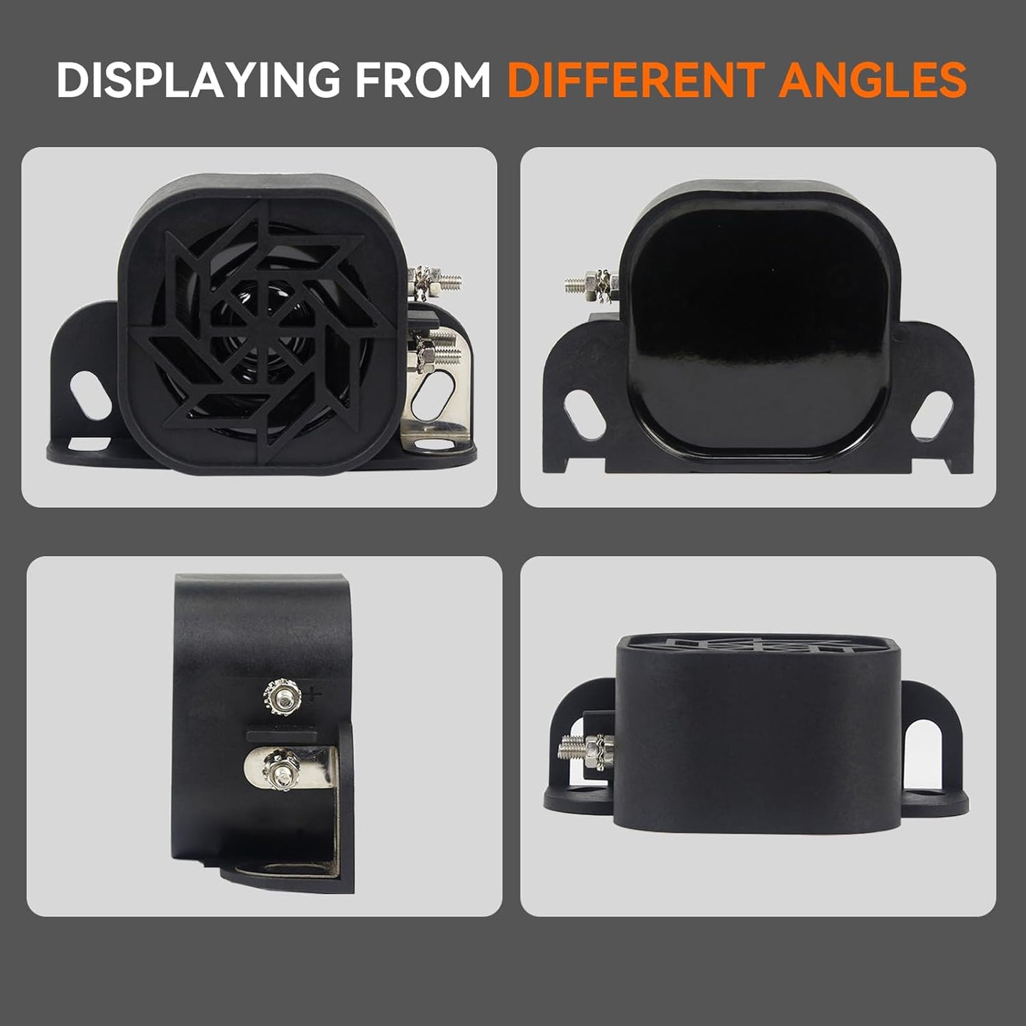 760 Back-up Alarm 12V-48V 110dB IP67 Waterproof Dust-Proof Reversing Warning Alarm with Super Loud Beeper Tone for Truck Van Forklift Car Lorry Agricultural Vehicles