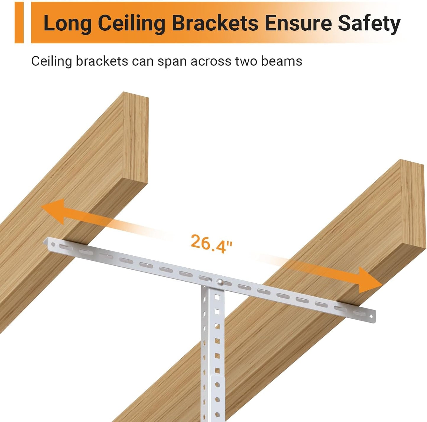 2ftx8ft Overhead Garage Storage Rack, Heavy-Duty Metal Garage Ceiling Storage Rack, 22''-40" Adjustable Ceiling Drop-Down, 400 lb. Loading Weight Capacity, White