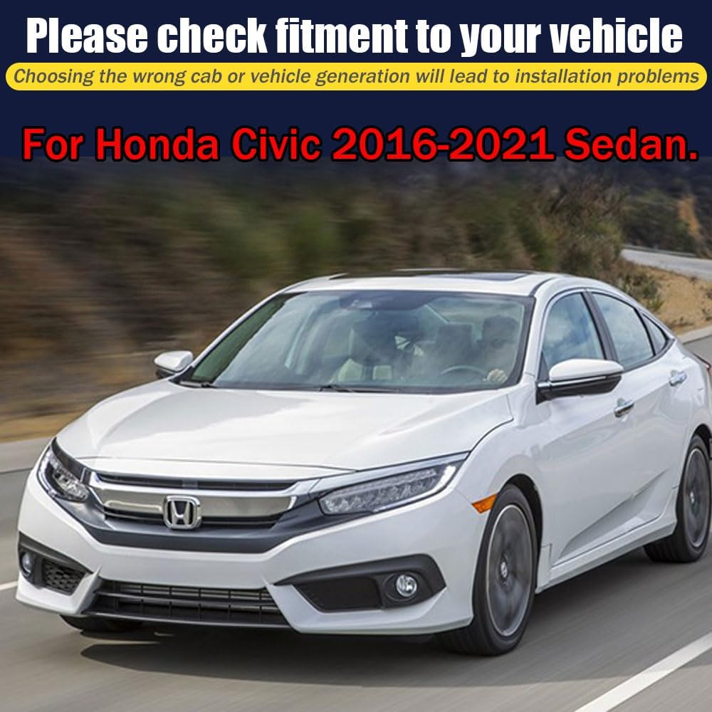 Rain Guards for Honda Civic 2016-2021 Sedan, Tape-on Side Window Deflectors, Window Visors for Cars, 4 pcs