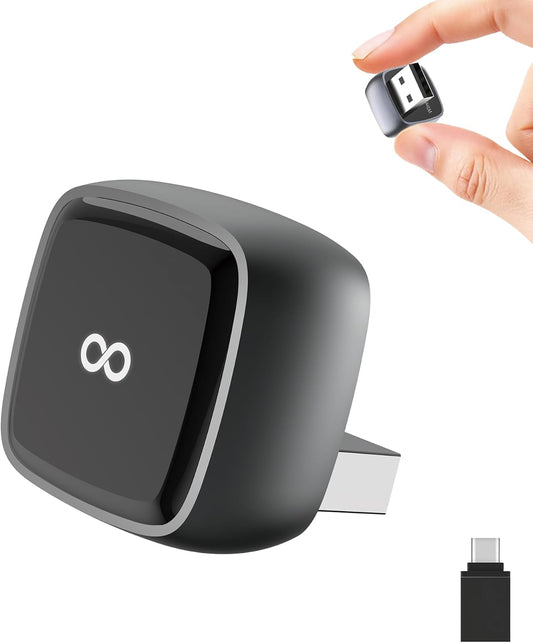 CarPlay Wireless Adapter, Compatible with CarPlay+Android Auto, Mini Stable Wireless CarPlay Adapter, Compatible with Apple iOS 10+ and Vehicles Produced After 2016 with Wired CarPlay.