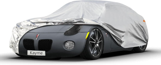 Kayme 6 Layers Car Cover Custom Fit for Pontiac Solstice (2005-2009) Waterproof All Weather for Automobiles, Outdoor Full Cover Rain Sun UV Protection.Silver