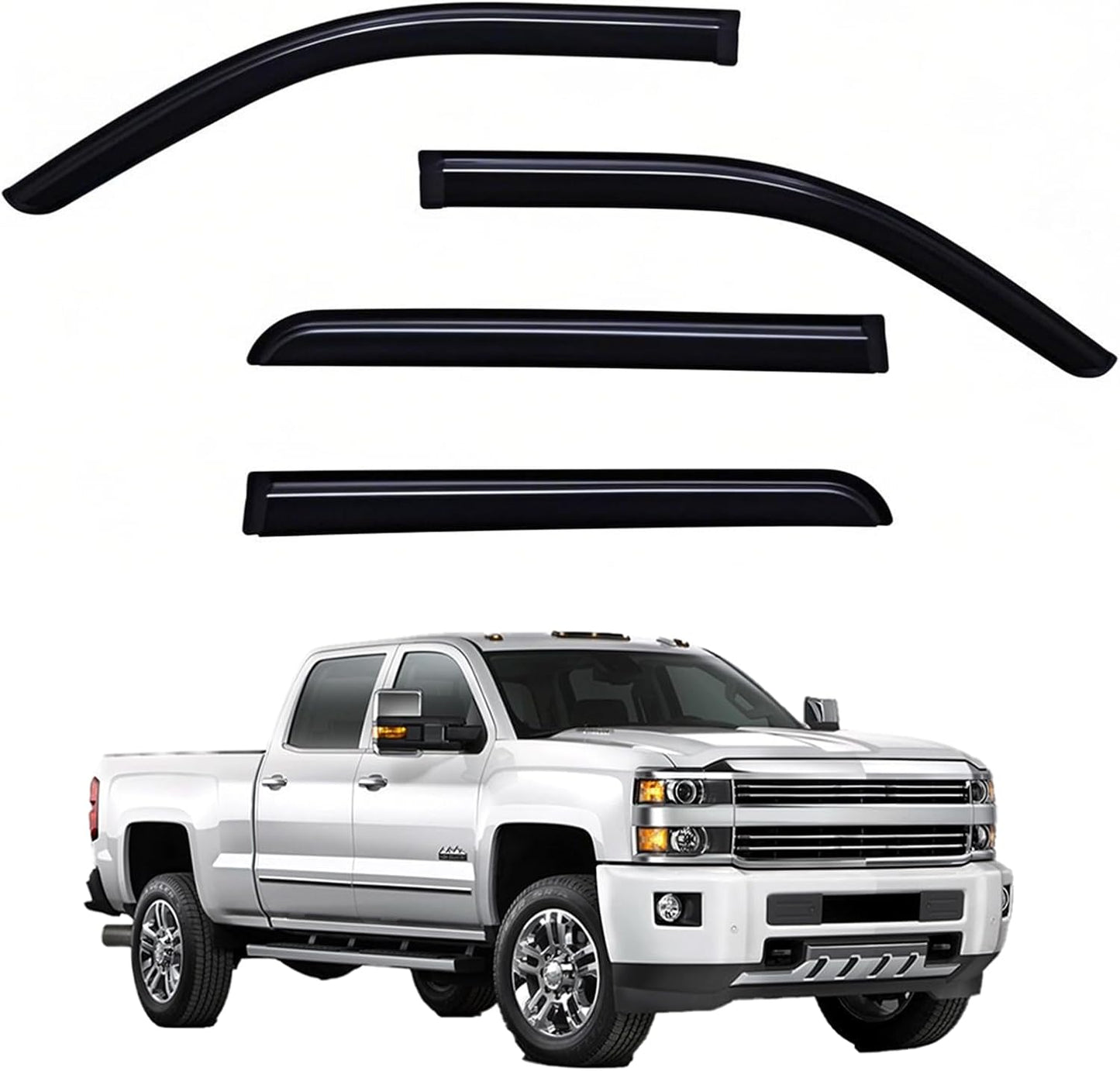Window Visors Rain Guards fits 2014-2018 Silverado 1500 & GMC Sierra 1500, Out-Channel Window Wind Deflectors Vent Shades for 2015-2019 Silverado/GMC Sierra 2500 HD/3500 HD Crew Cab