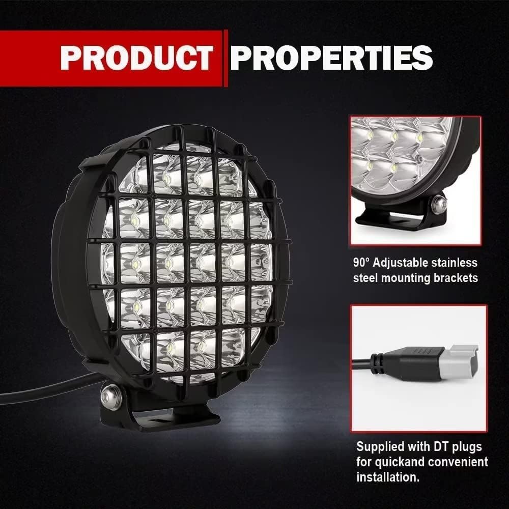 BIGLION.X 6-Inch Round LED Offroad Light 2pcs 210W 32000LM Super Bright Spot Driving Light With Wiring Harness Waterproof IP68 12V 24V for Pickup Trucks UTV SUV