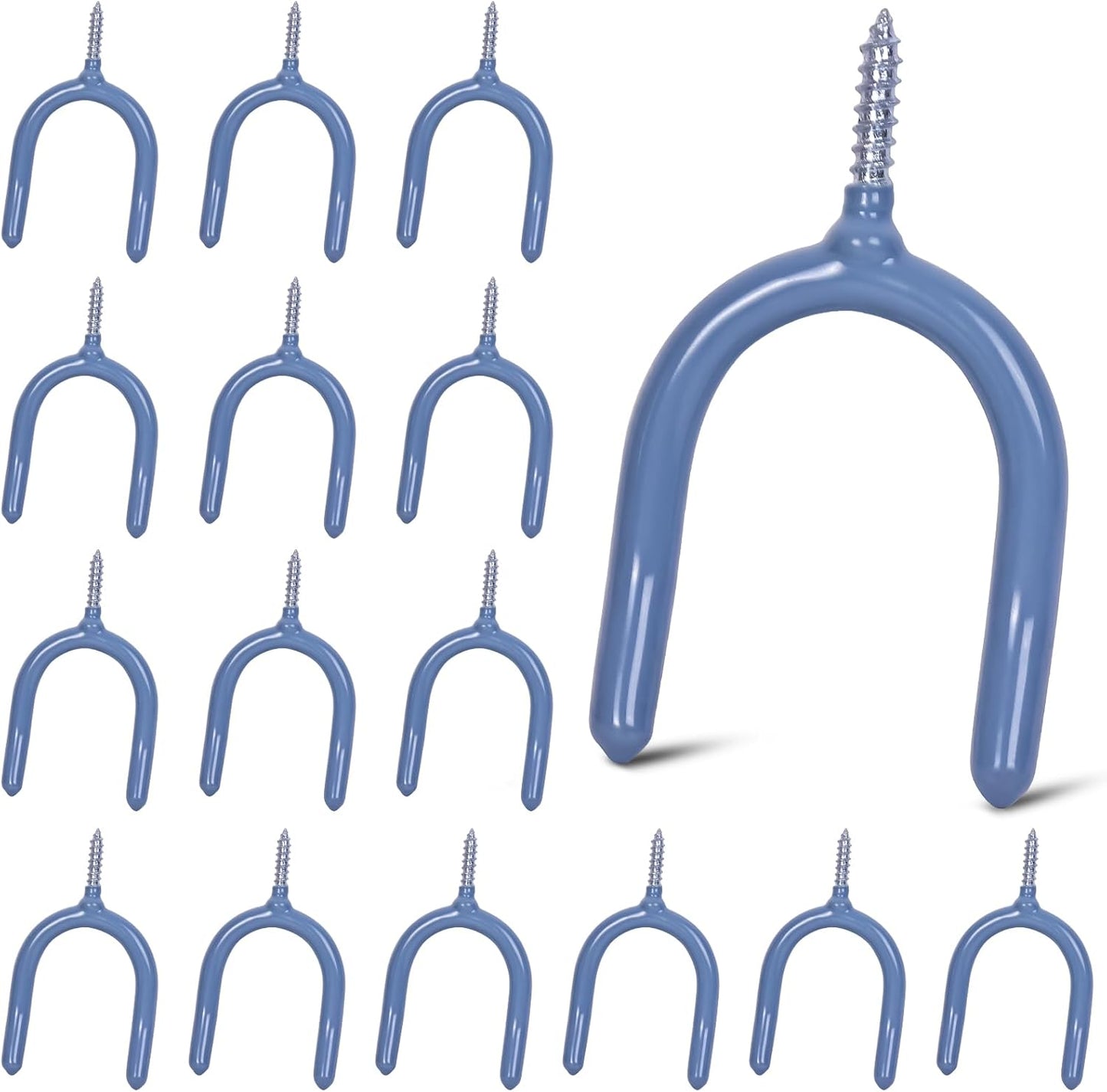 Lian.Ripple.Lian16 Pack Garage Storage System Steel U Hooks with Anti-Slip Coating Home Improvement and Organization Screw in Hooks Easy Wall Mounting Heavy Duty Bike and Ladder (Grey, 16 Pack)
