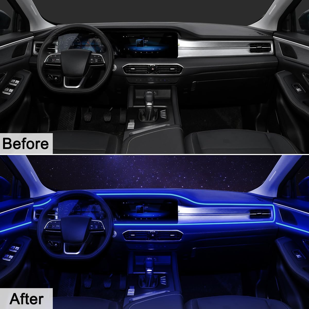Car LED Strip Lights, LEDCARE 9 in 1 RGB Car Interior Lights with APP & Remote Control, 16 Million Colors Ambient Lighting Kit with 5 Fiber Optic LED Strips & 4 Under Dash Lights, Sync to Music