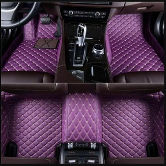 Custom All-Weather Protection Luxury Leather Floor Mats for Cars SUVs Trucks According Anti-Slip Leather Floor mats ﻿ (19,Purple)